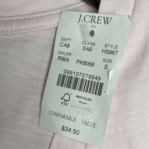 J.CREW T-Shirt Women Small Pink Slub Cotton V-Neck Tee NEW Slim-Fit H5967 - Picture 11 of 13